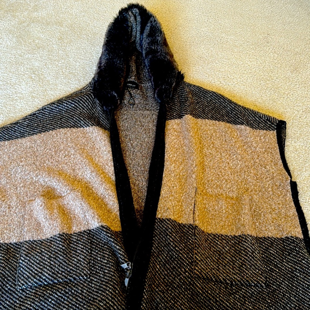Zara knit hooded cardigan shawl